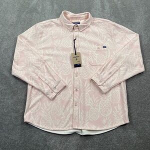 Chubbies Men's Funky Spore Button Up Flannel OVERSHIRT Men's Size XL Light Pink